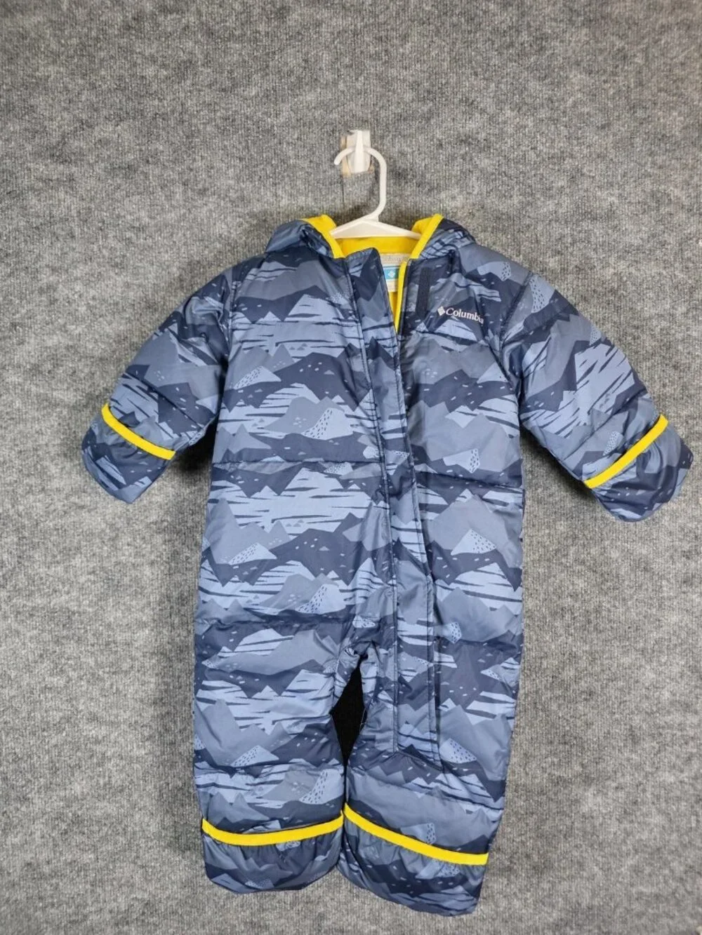 Columbia Puffer Snowsuit Baby Boys 12-18 Months Blue Hooded Down Winter Bunting